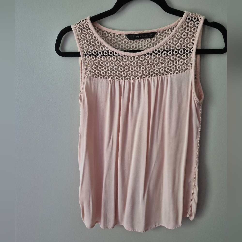 Zara Pink Blush Sleeveless Tunic Top Extra Small XS